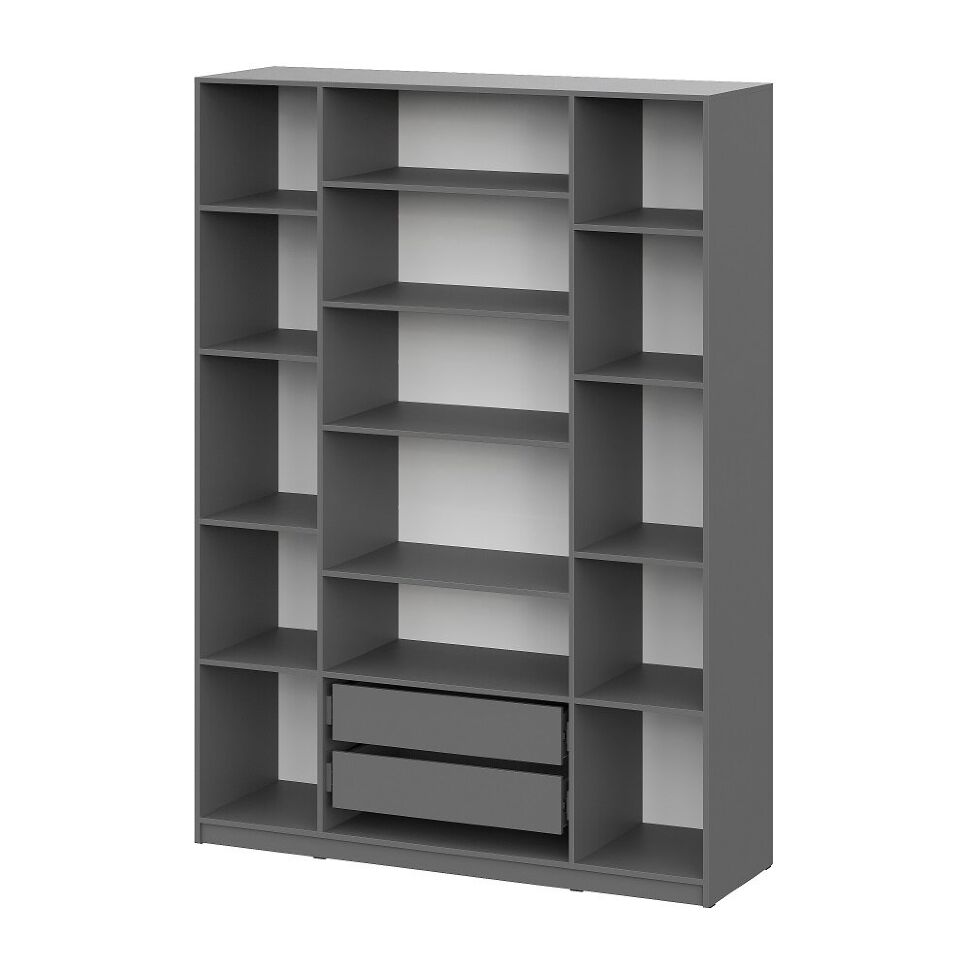 Шкаф распашной с наполнением (13 полок + 2 ящика) ШК 5 (1600), Графит