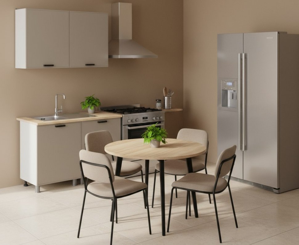 Кухня Аленушка 1,2м Магнолия Керамика,скоба черный,сонома