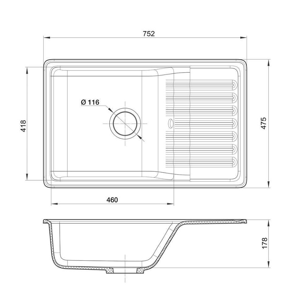 Мойка QUARZ 72, песочный