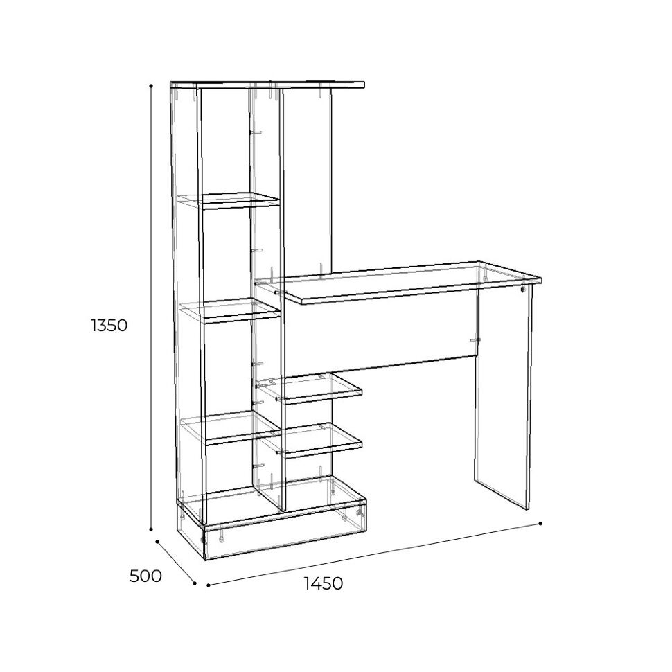Компьютерный стол Квартет-6 (ТЭКС) Белый / Дуб Крафт