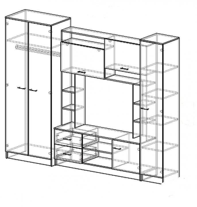 Стенка в гостиную Марта 11 (ЭРА) Ясень Шимо темный / Ясень Шимо светлый