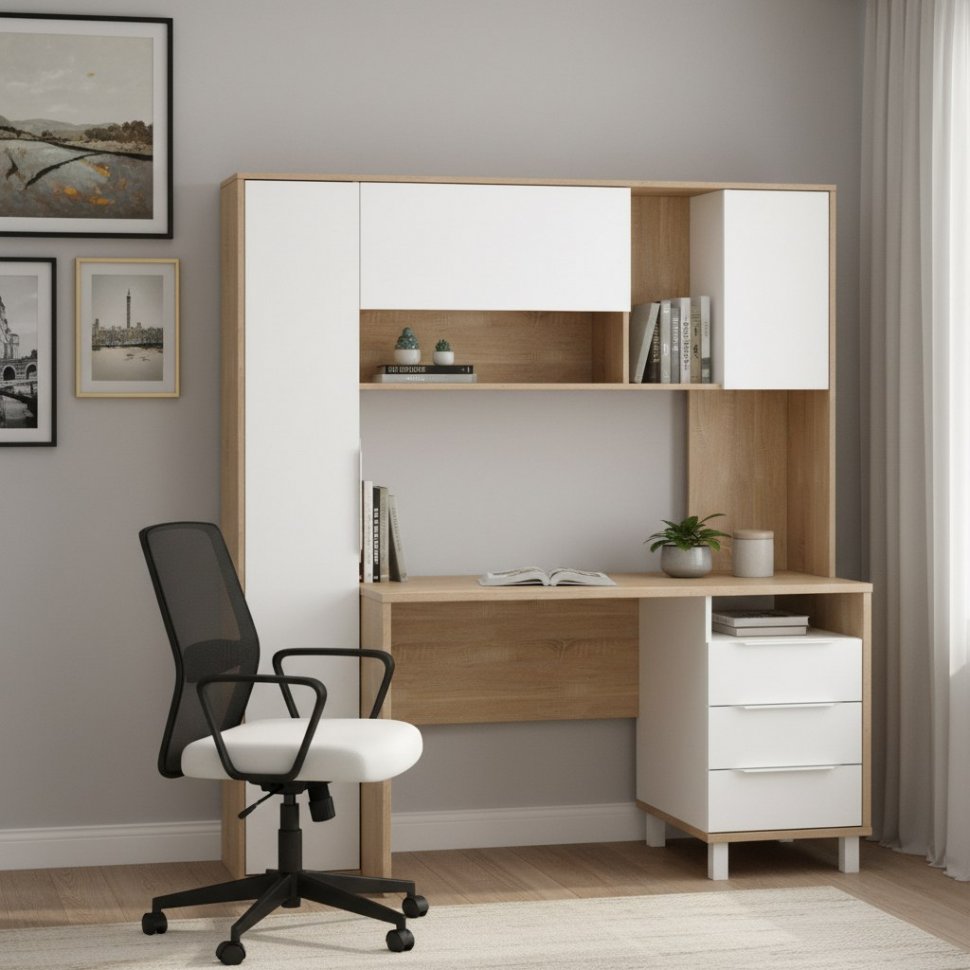 Комфорт Стол компьютерный 12.95 Дуб сонома/белый