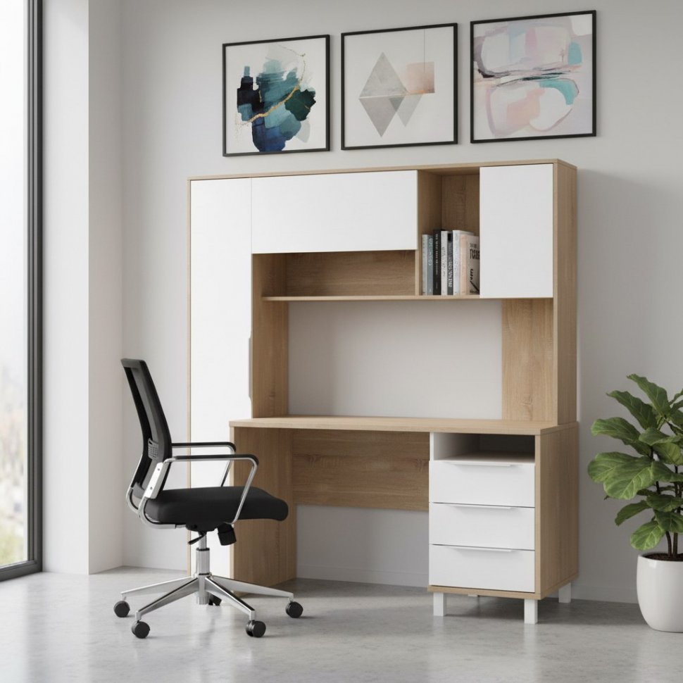 Комфорт Стол компьютерный 12.95 Дуб сонома/белый