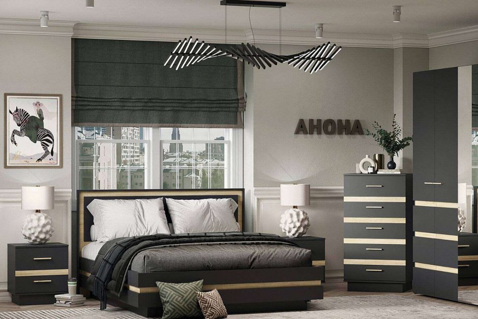 Комод высокий Анона (Графит) Антрацит