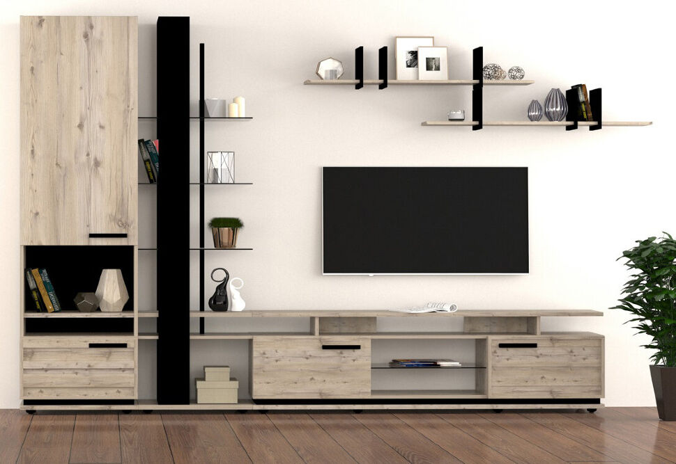 Полка навесная Nature 18 (Глазов) Гаскон пайн/Черный