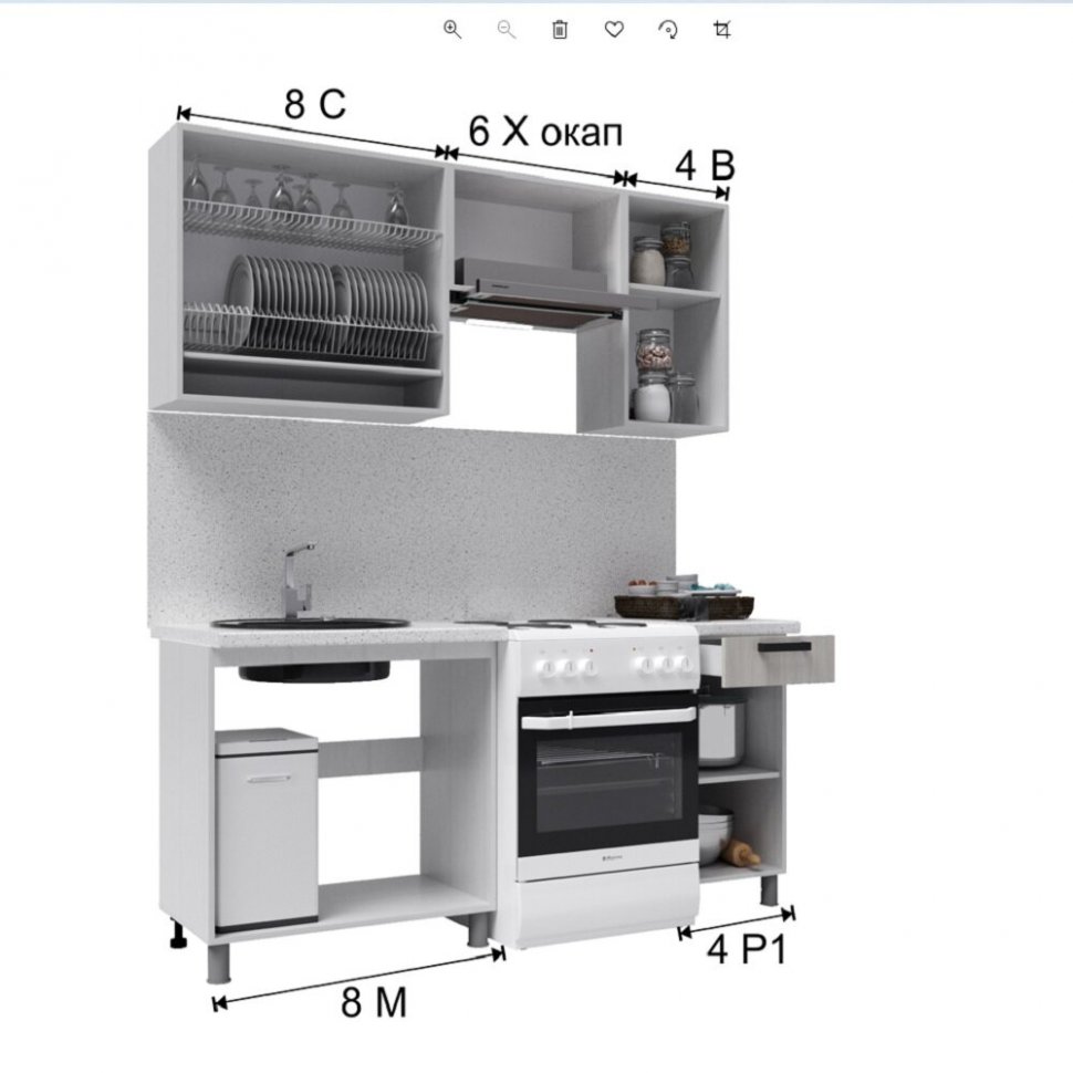 Кухня Танго 1,8 м с окапом, Белый
