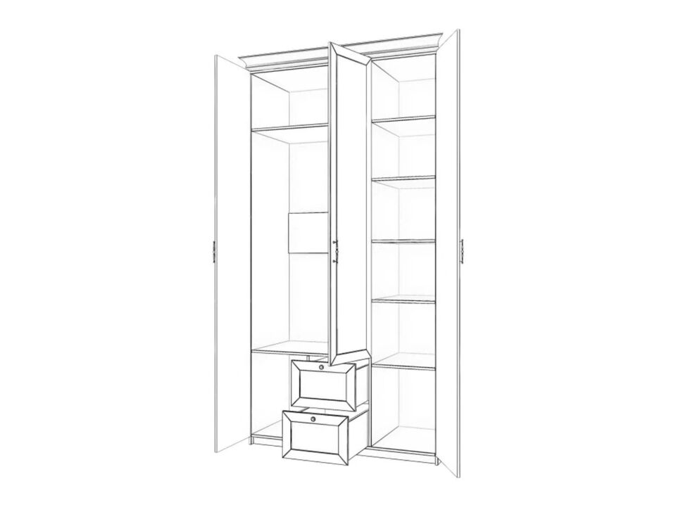 Бэль Шкаф трехдверный Слоновая кость