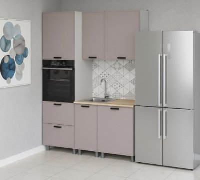 Кухня Аленушка 1,6м ПД Магнолия Кашемир,скоба черный,сонома