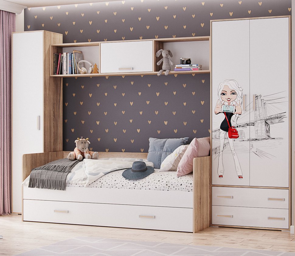 Кровать с ящиком 90х200 Бланка ТЭКС (Белая)