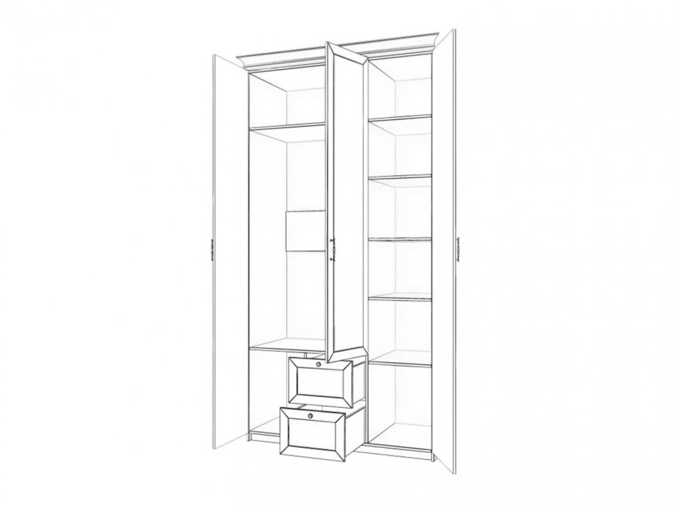 Бэль Шкаф трехдверный + Карнизы 1204/550 Слоновая кость