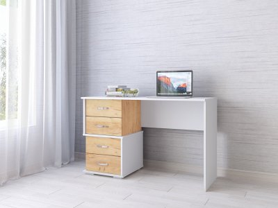 Письменный стол Сити-2 (ТЭКС) Белый / Дуб Крафт