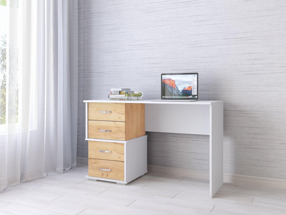 Письменный стол Сити-2 (ТЭКС) Белый / Дуб Крафт