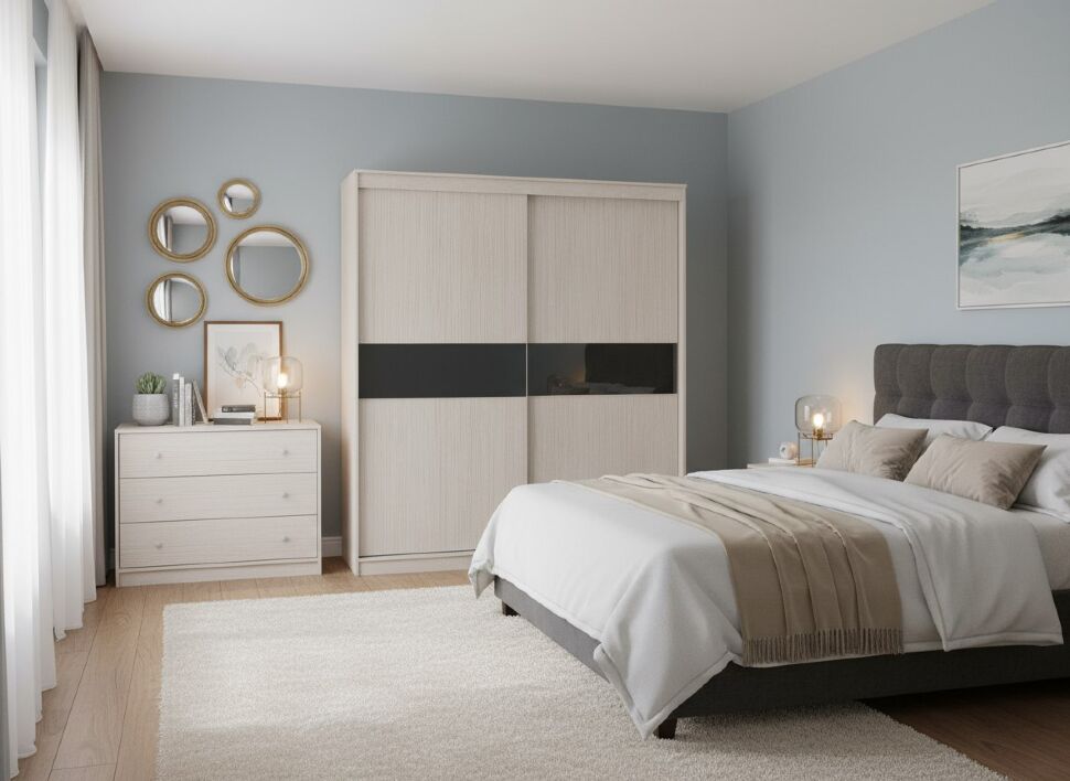 Сити 11-1 шкаф Белая Аляска / Черный