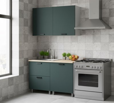 Кухня Аленушка 1,2м с ящ. Лаванда Изумруд,скоба черный,сонома