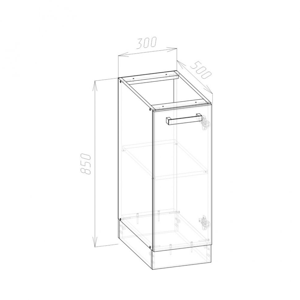 Шкаф кухонный нижний  Варя 300 3Н (Крафт золотой)
