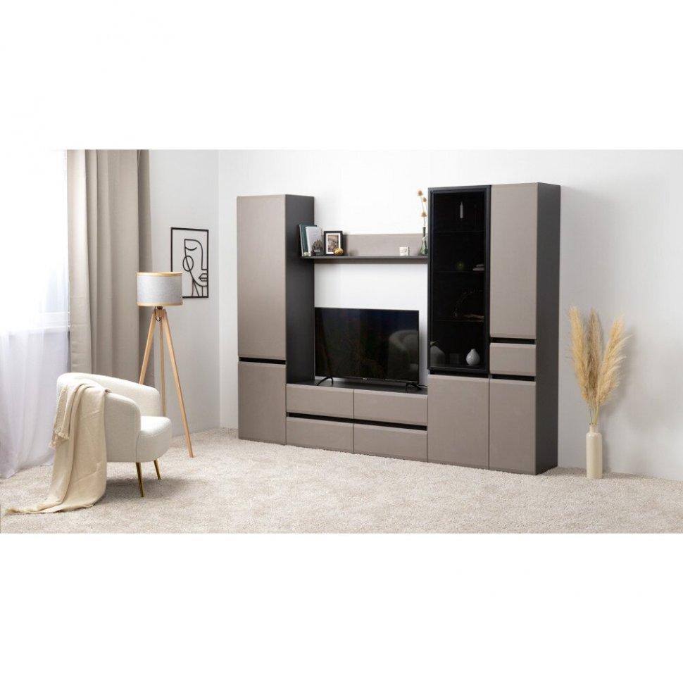 Сидней шкаф с ящиком 13.202 Капучино/Черный