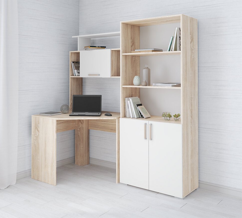 Шкаф-стеллаж Квартет ТЭКС (Дуб Сонома/Белый)