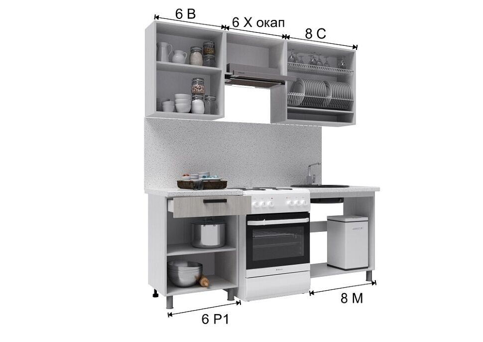 Кухня Версаль, 2 м с окапом