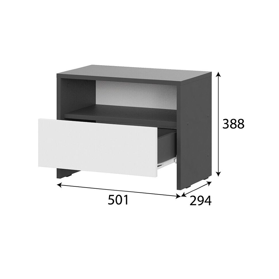 Тумба прикроватная Дольче Графит, Белый
