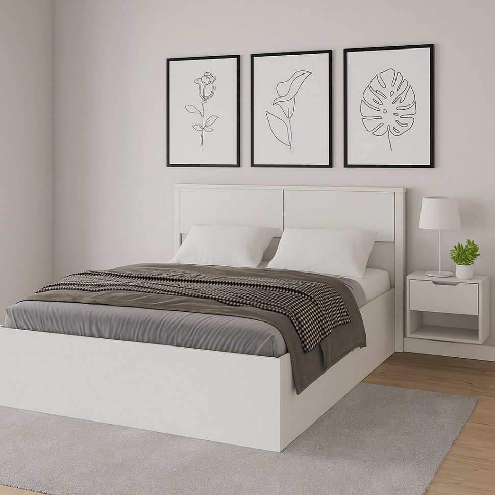 Кровать с настилом ДСП Толедо ТКР-1 160х200, Белый