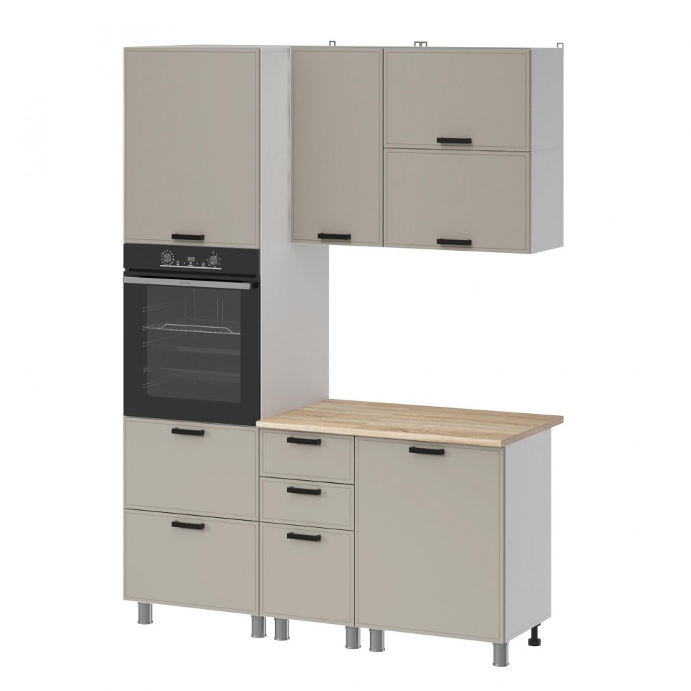 Кухня Аленушка 1,6м ПД 2 Магнолия Керамика,скоба черный,сонома