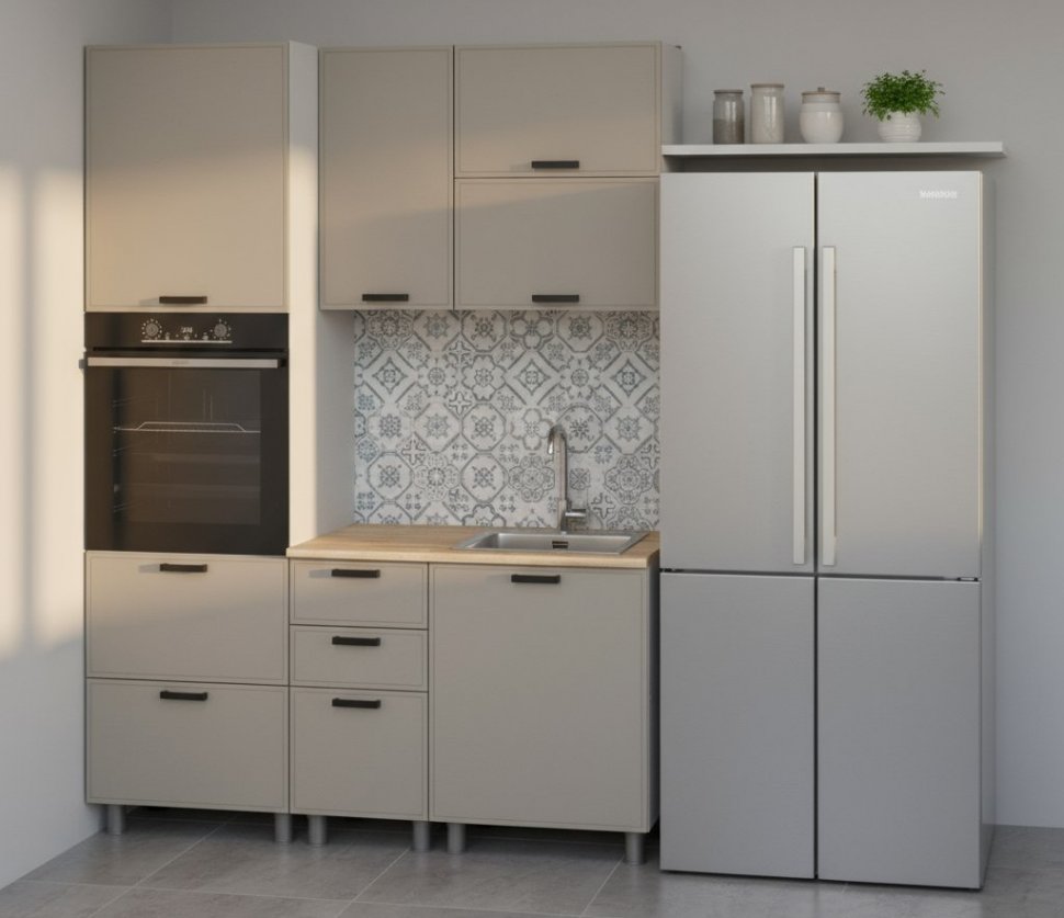 Кухня Аленушка 1,6м ПД 2 Магнолия Керамика,скоба черный,сонома