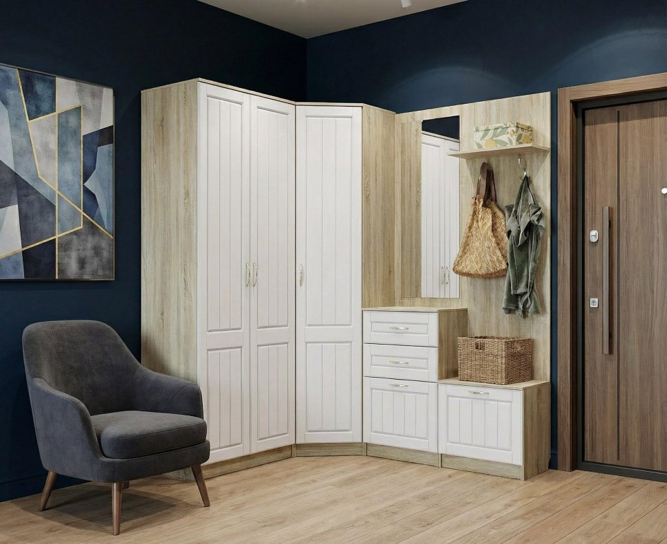 Прихожая Оливия-5 Дуб Сонома/белое дерево