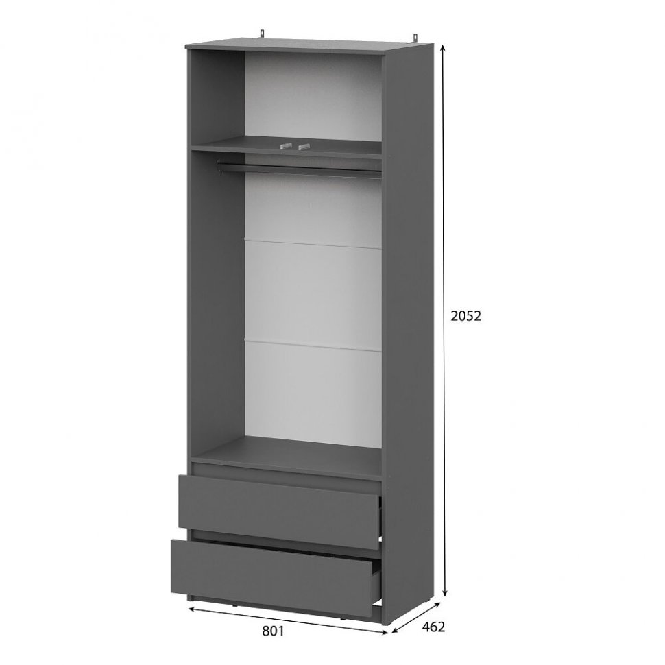 Шкаф двухстворчатый с ящиками Денвер (Графит серый)