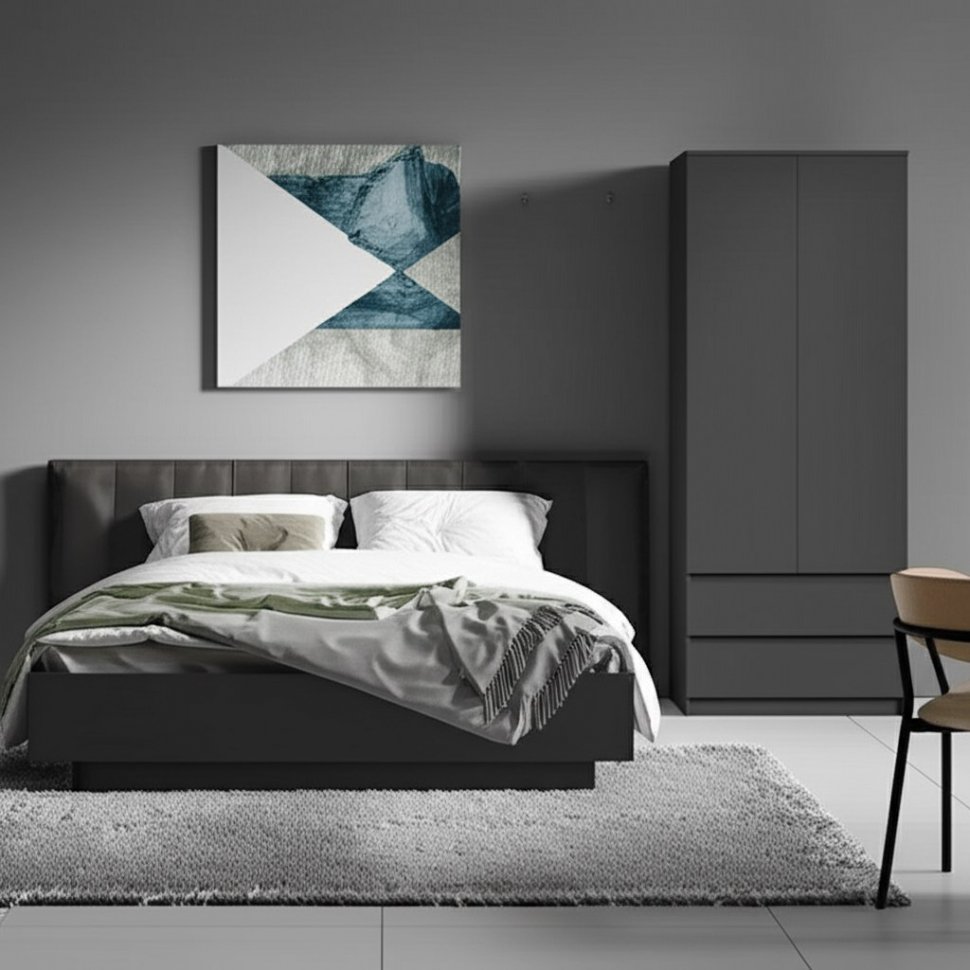 Шкаф двухстворчатый с ящиками Денвер (Графит серый)