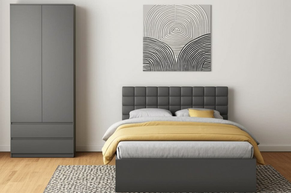 Шкаф двухстворчатый с ящиками Денвер (Графит серый)