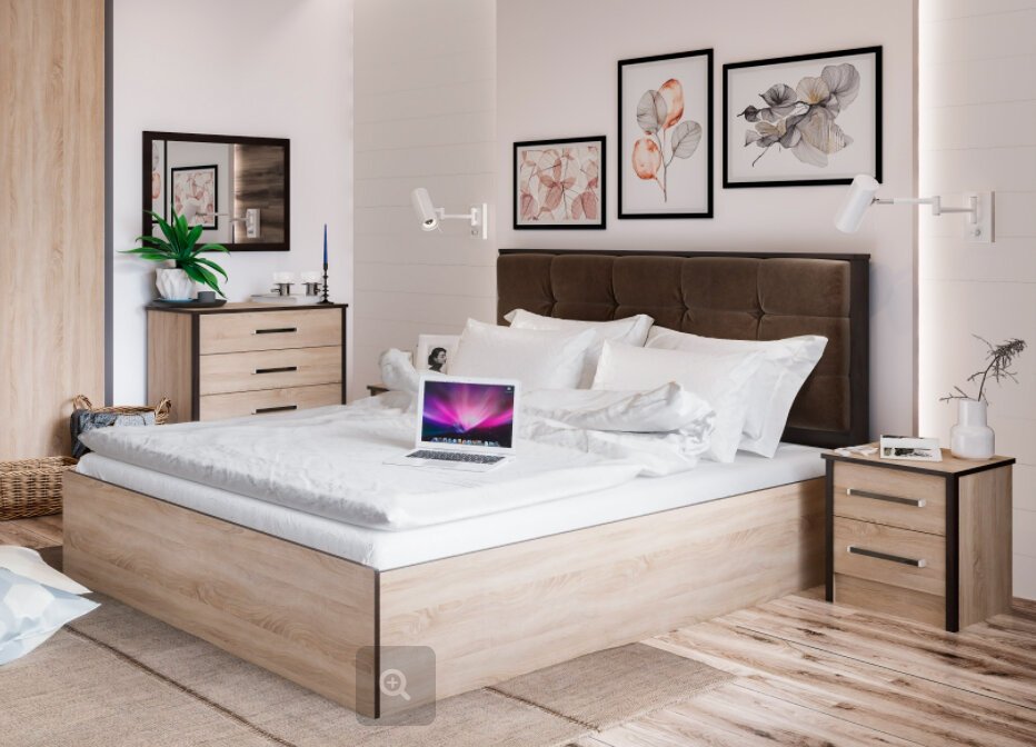 Кровать 160х200 Лирика ЛК-2 с подъемным механизмом (Велюр Кофейный) ТЭКС