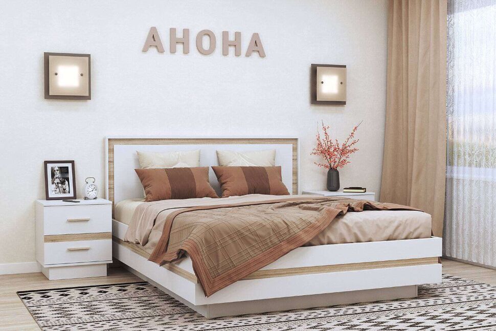 Кровать 140х200 Анона (Глазов) с основанием Белый