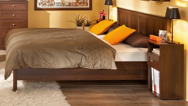 Кровать 90х200 Sherlock 45 Орех (Глазов) с основанием из дерева