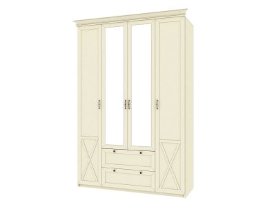 Бэль Шкаф четырехдверный + Карнизы 1602/550 / Слоновая кость