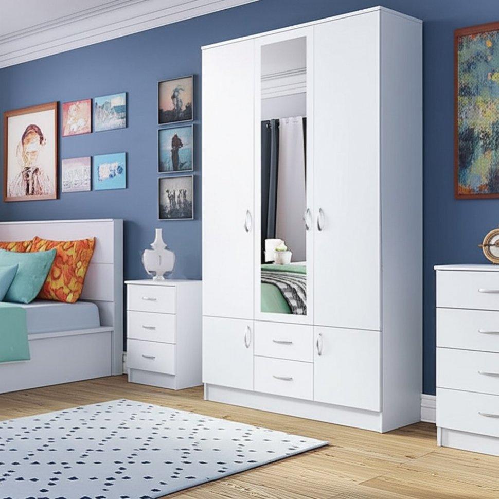 Шкаф трехстворчатый Ронда ШК-3 (Интерьер Центр) Белый