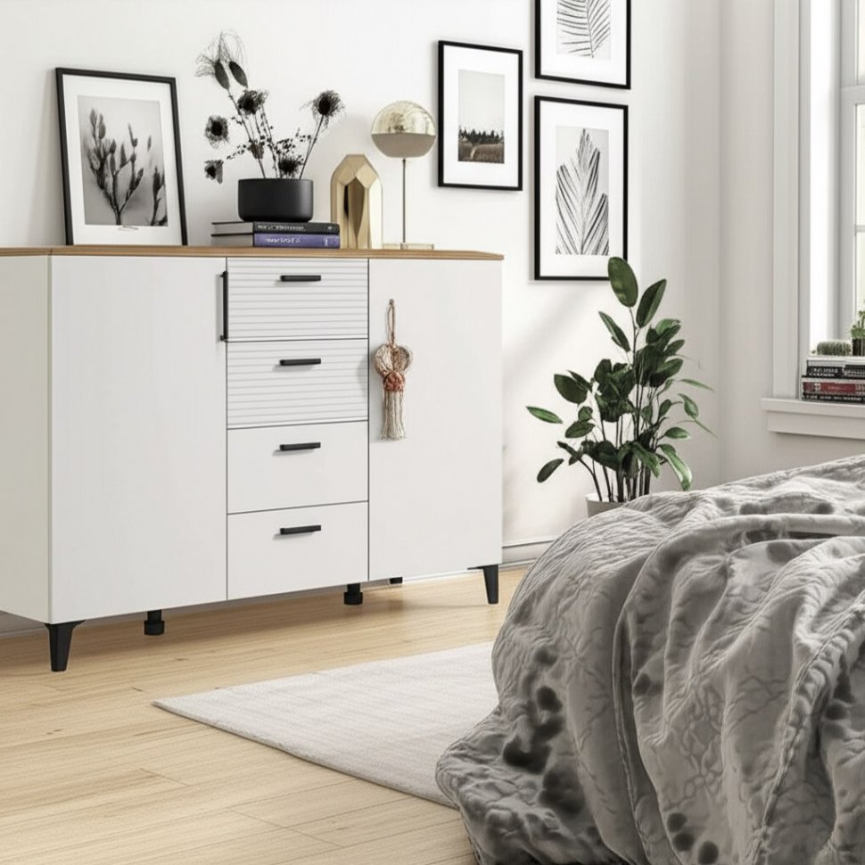 Комод комбинированный Белла (Ижмебель) Дуб Вотан / Тальк