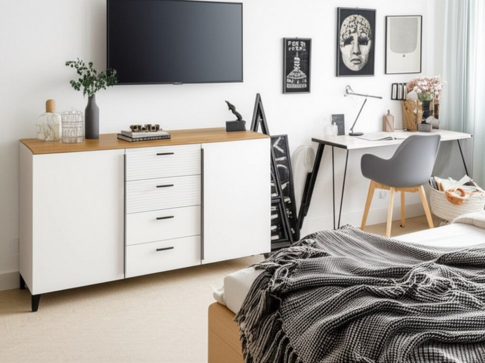 Комод комбинированный Белла (Ижмебель) Дуб Вотан / Тальк