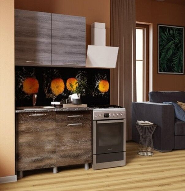 Кухня Танго 1 м, Шале серебро, Шале дуб мореный