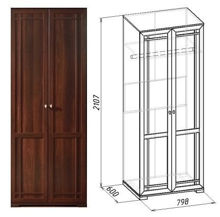 Шкаф для одежды Глазов-мебель Sherlock 12 (Орех Шоколадный)