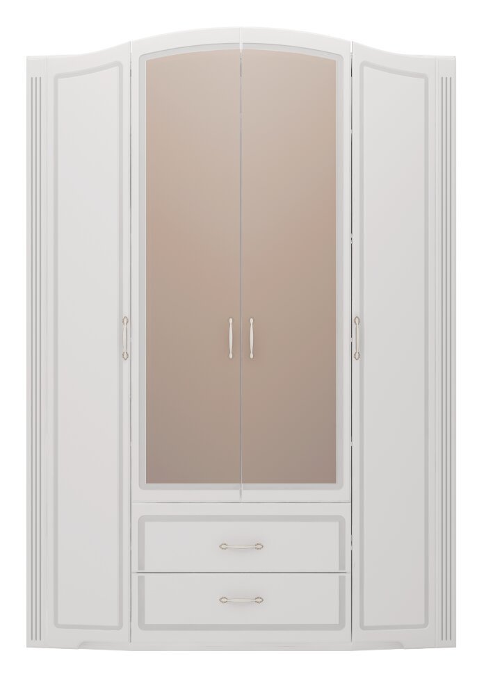 Шкаф  Виктория (Ижмебель) 02 с зеркалами, с ящиками, 4-х дверный