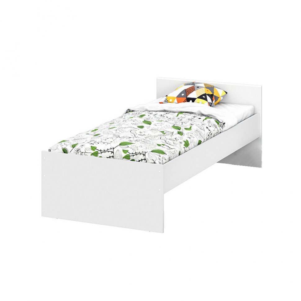 Токио кровать одинарная 0,9 с основанием / Белый текстурный