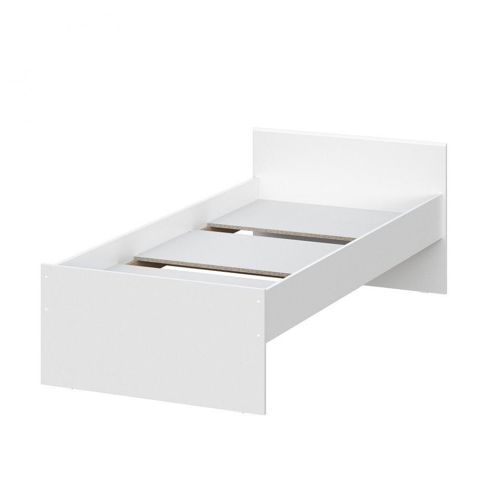 Токио кровать одинарная 0,9 с основанием / Белый текстурный