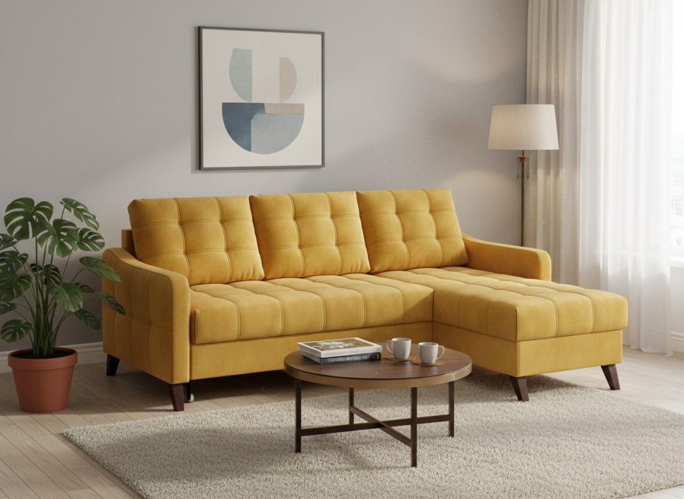 Диван угловой Римини-1 Ультра Мустард