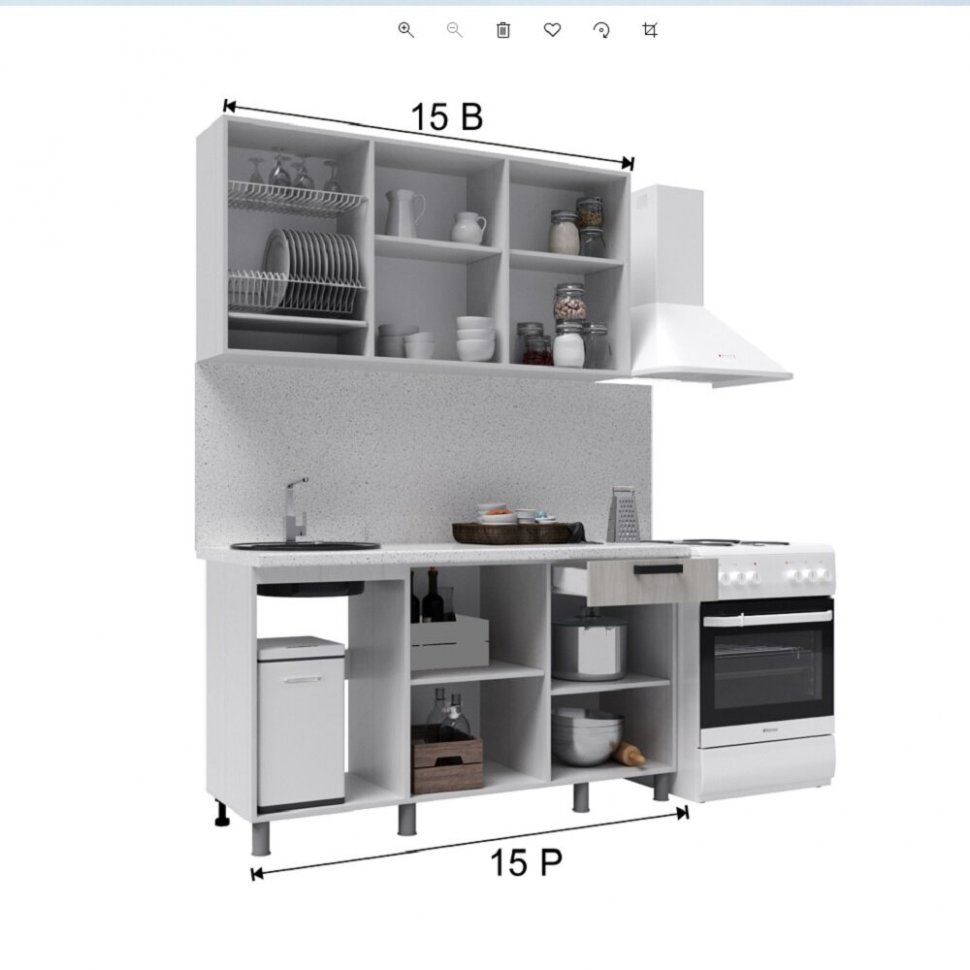 Кухня Танго 1,5 м, Белый, Дуб Шале