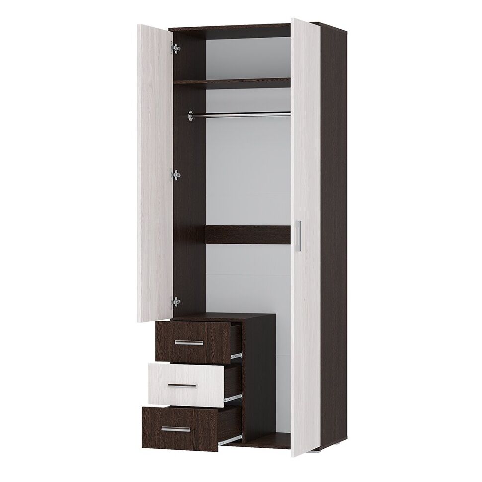 Шкаф двухдверный Белла, венге/ясень белый