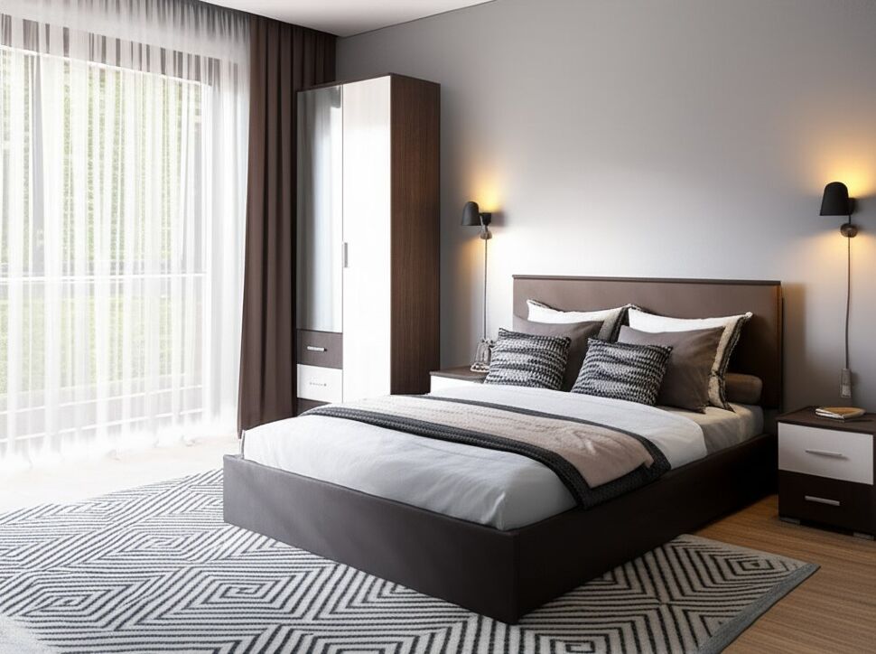 Шкаф двухдверный Белла, венге/ясень белый