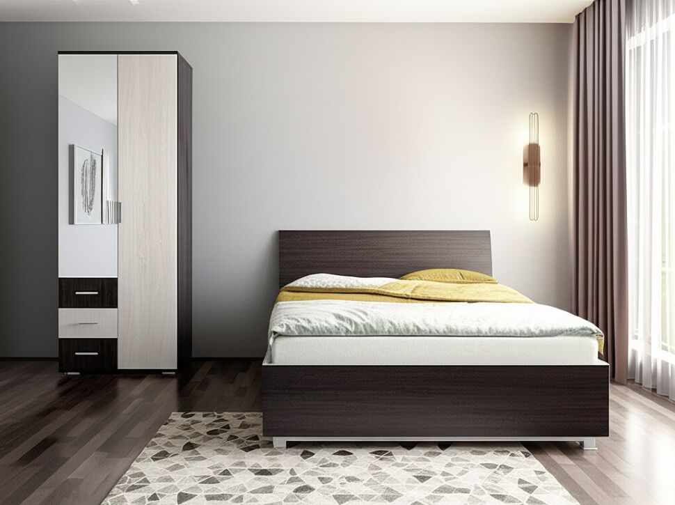 Шкаф двухдверный Белла, венге/ясень белый