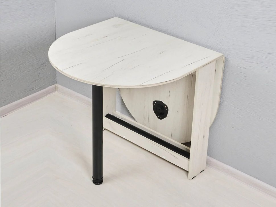 Стол раскладной овальный Черный / Дуб Крафт белый