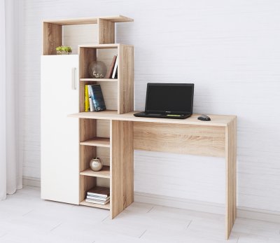 Компьютерный стол Квартет-7 (Дуб сонома/белый) ТЭКС