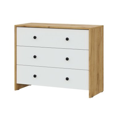 Дольче комод 3 ящика / Дуб золотой/Белый